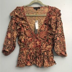 House of Harlow 1960 Paisley Ruffle Blouse